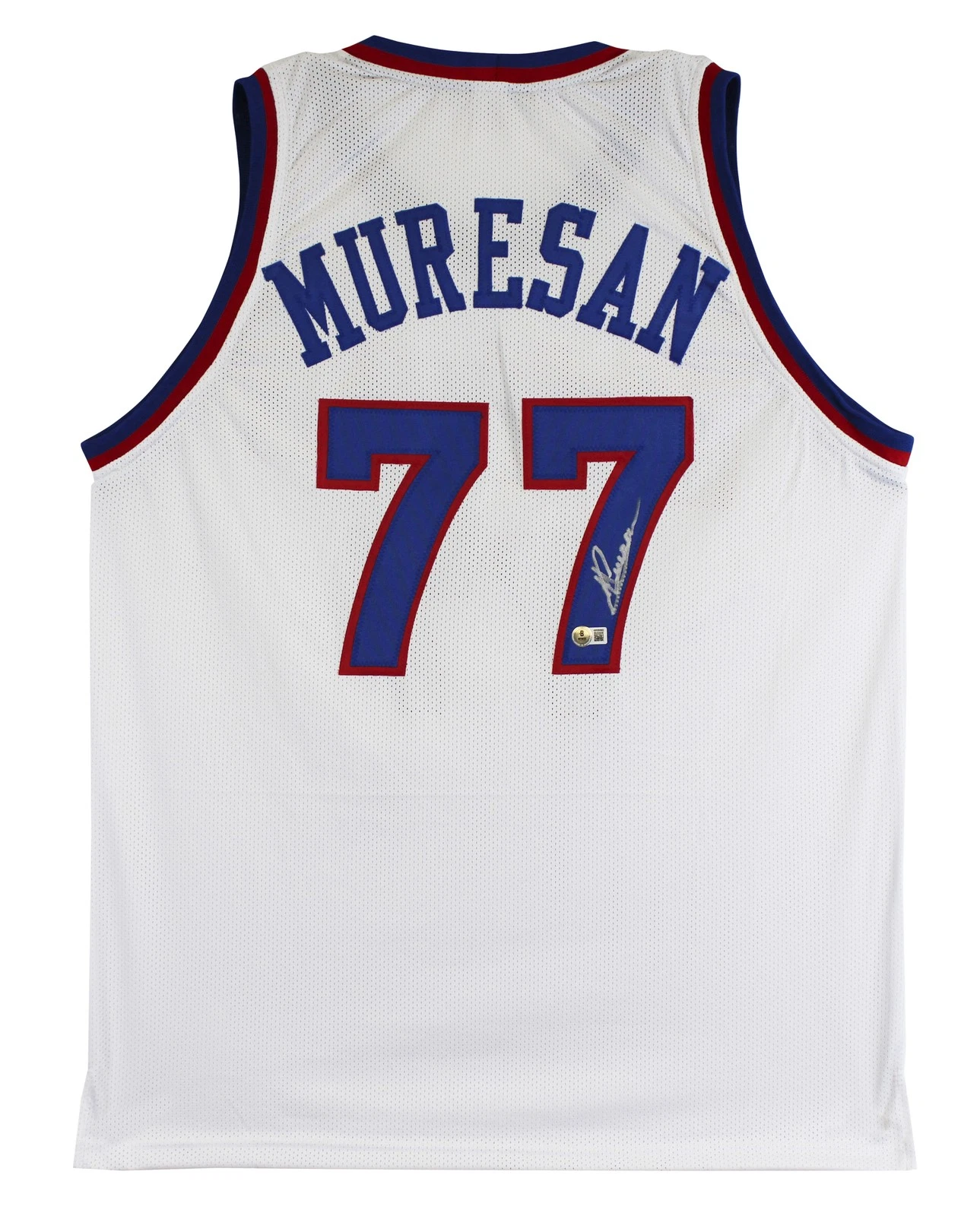 Gheorghe Muresan Authentic Signed White Pro Style Jersey BAS Witnessed