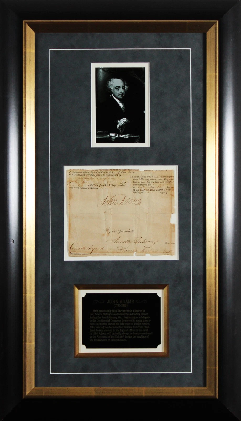 John Adams Signed & Framed 5x7 Cut Signature Dated June 1799 BAS #AE64005