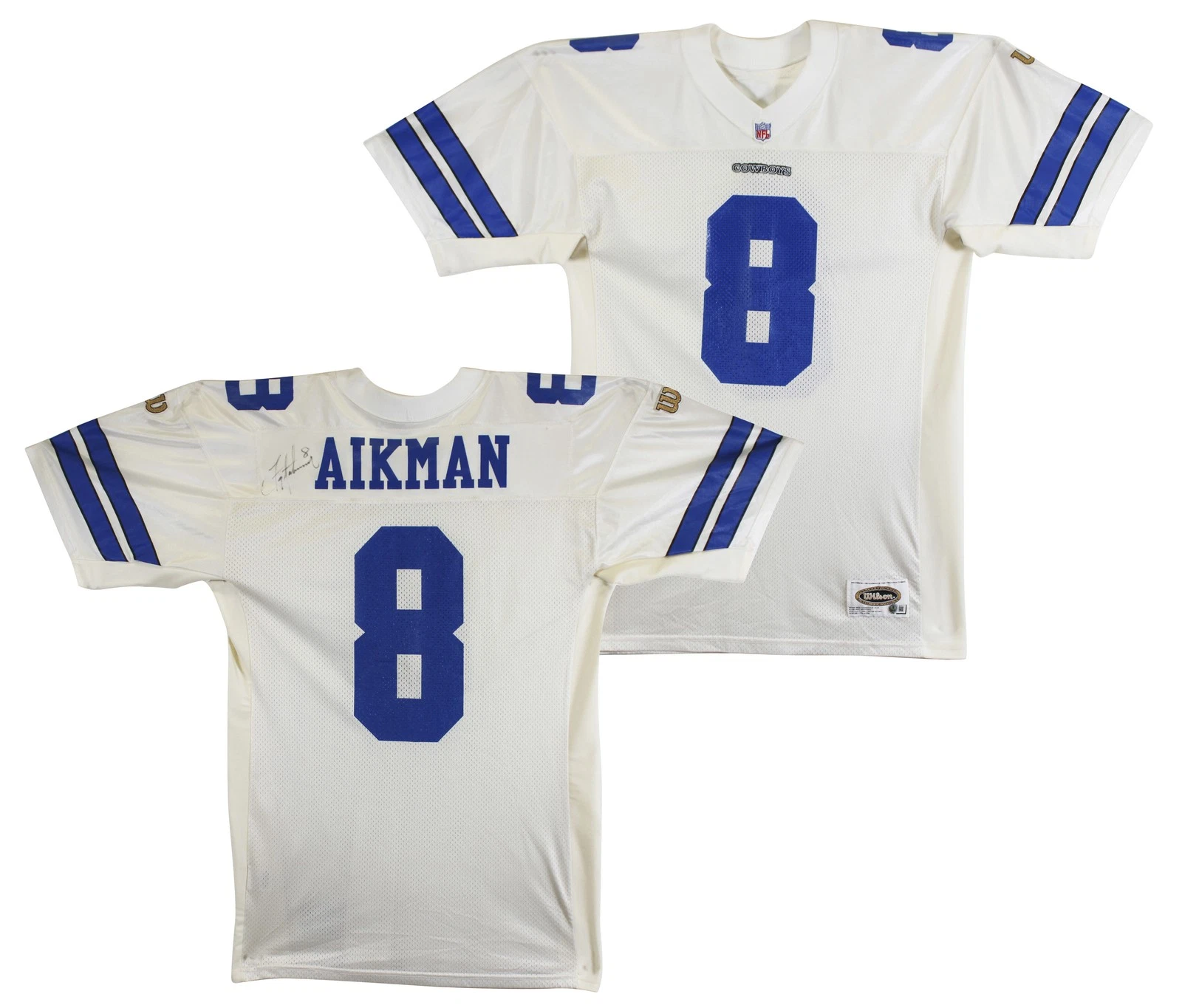 Cowboys Troy Aikman Authentic Signed White Wilson Authentic Jersey BAS #BU55012