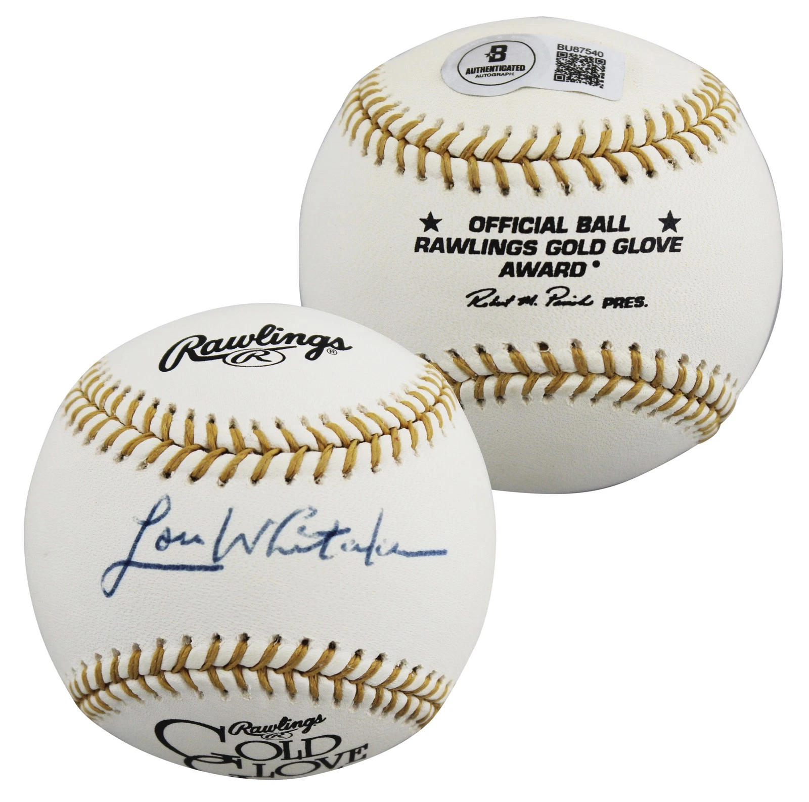 Tigers Lou Whitaker Signed Rawlings Gold Glove Logo OML Baseball BAS #BU87540