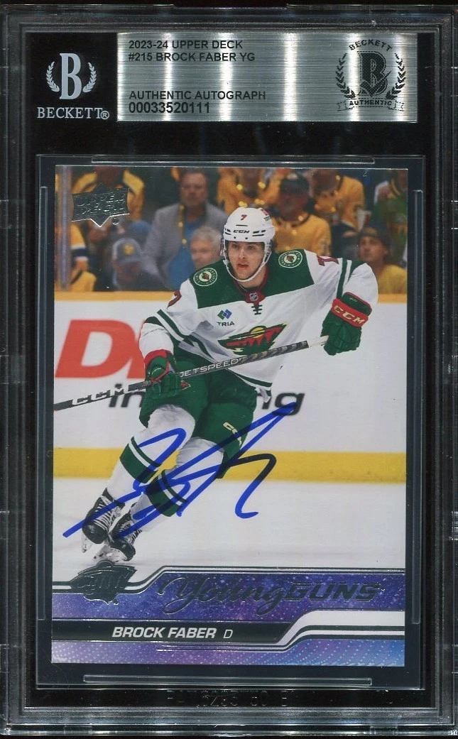 WILD BROCK FABER signed auto 2023 UD YOUNG GUNS ROOKIE CARD RC YG BECKETT (BAS)