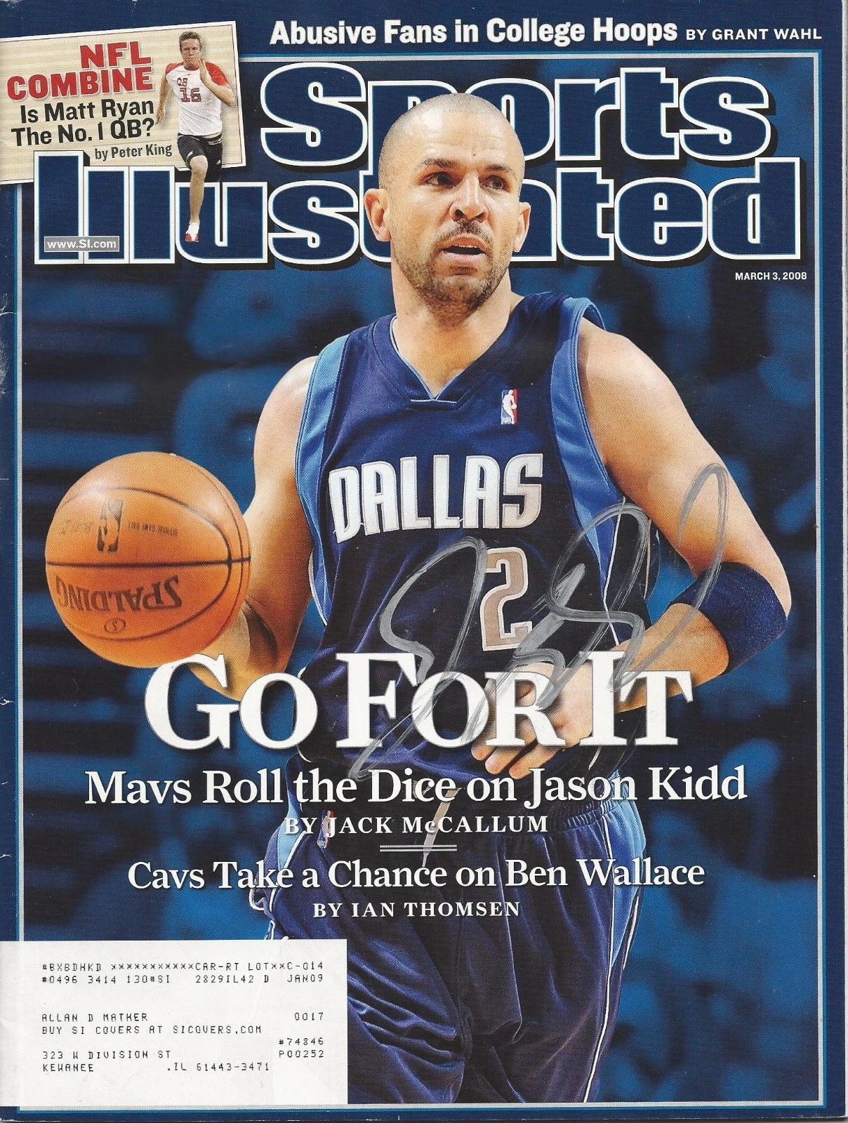 **GFA SPORTS ILLUSTRATED *JASON KIDD* SIGNED SI MAGAZINE AD4 COA** COLLECTIBLE MEMORABILIA