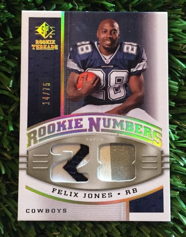 2008 SP Rookie Threads Felix Jones Rookie Numbers Dual 3 CLR PATCH #D /75 DALLAS