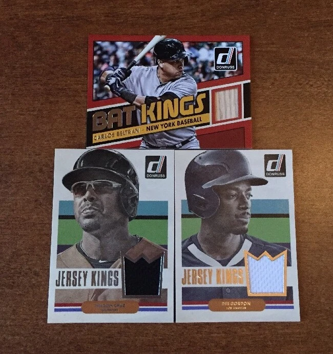 (3) 2015 DONRUSS JERSEY & BAT KINGS RELIC GORDON BELTRAN CRUZ LOT COLLECTIBLE MEMORABILIA