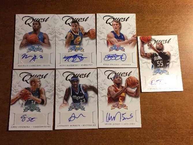 (7) 2012-13 CRUSADE BASKETBALL QUEST AUTOGRAPH LOT HARKLESS SINGLER COLLECTIBLE MEMORABILIA