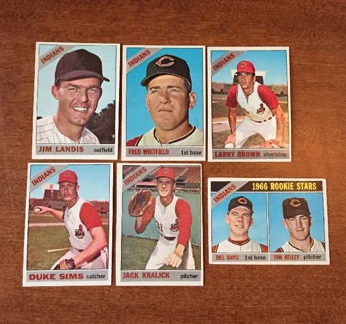 (6) 1966 TOPPS BASEBALL INDIANS ROOKIE STARS BROWN LANDIS SIMS SEE PICS COLLECTIBLE MEMORABILIA