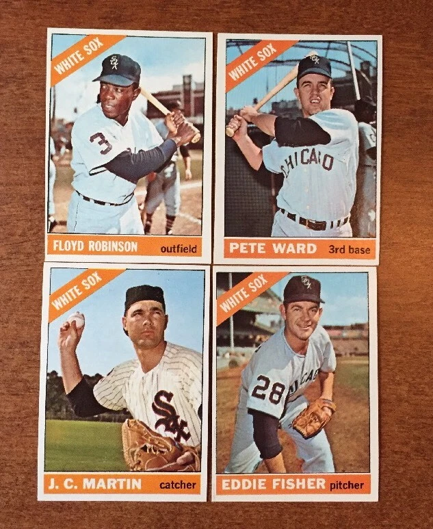 (4) 1966 TOPPS BASEBALL WHITE SOX ROBINSON WARD MARTIN FISHER EXMT SEE PICS COLLECTIBLE MEMORABILIA