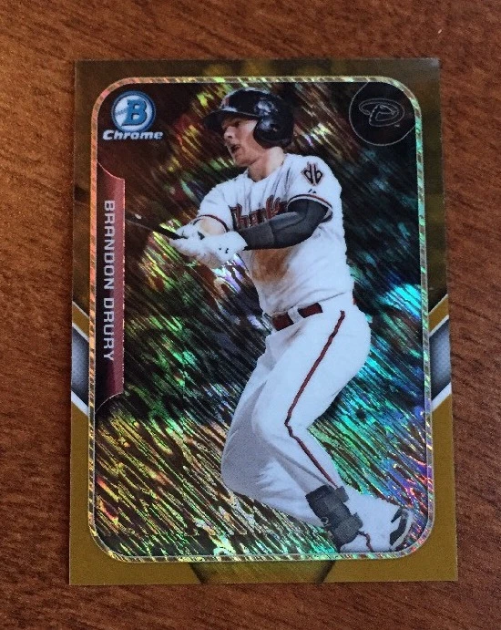 Brandon Drury 2015 Bowman Chrome Mini Prospect GOLD Shimmer Refractor #ED /50
