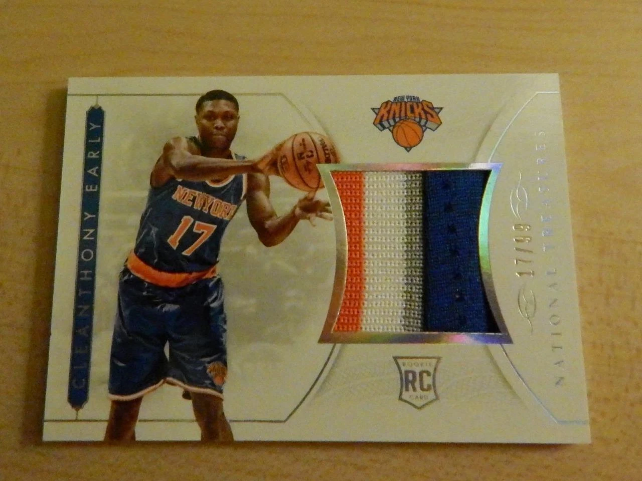 2014-15 NATIONAL TREASURES CLEANTHONY EARLY 4 CLR JERSEY RELIC #ED /99 KNICKS