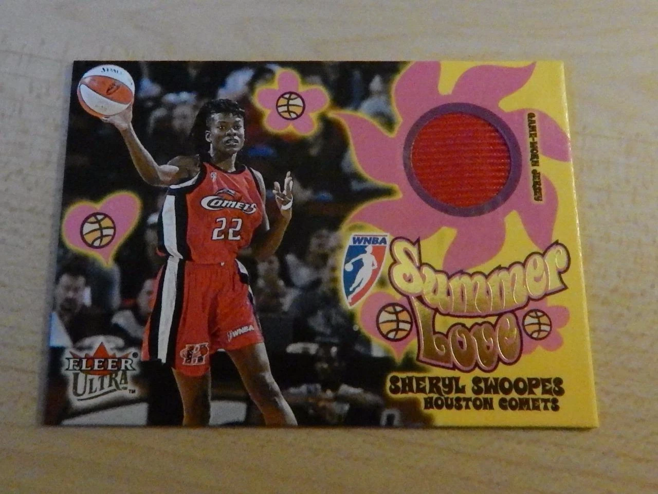 2002 FLEER ULTRA SHERYL SWOOPES SUMMER LOVE GAME USED JERSEY WNBA COMETS
