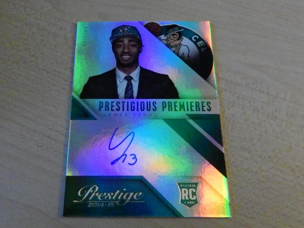2014-15 PANINI PRESTIGE JAMES YOUNG PRESTIGIOUS PREMIERS ON CARD RC AUTO CELTICS