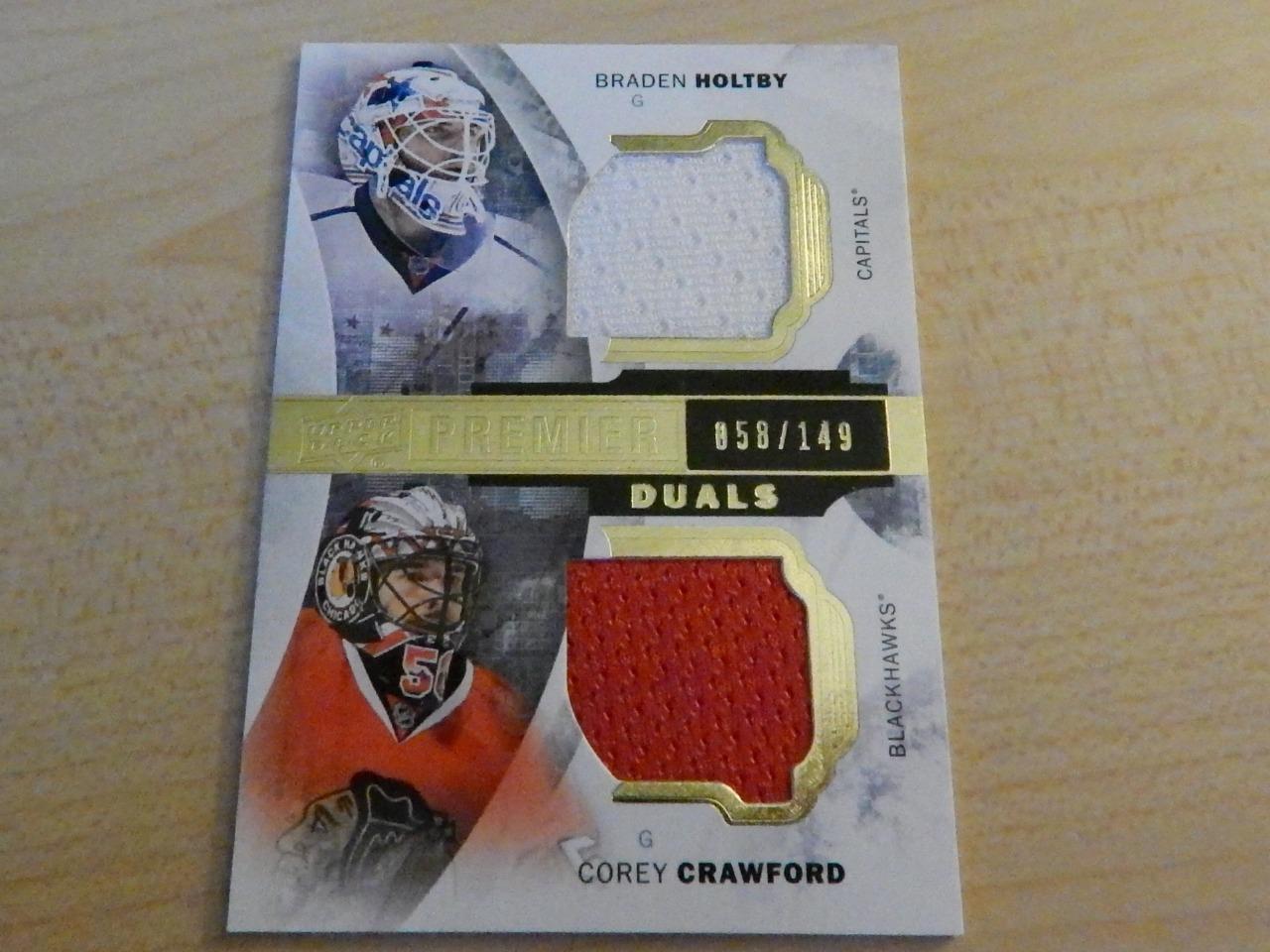 2015-16 UPPER DECK PREMIER DUALS CRAWFORD & HOLTBY JERSEY RELIC #ED /149