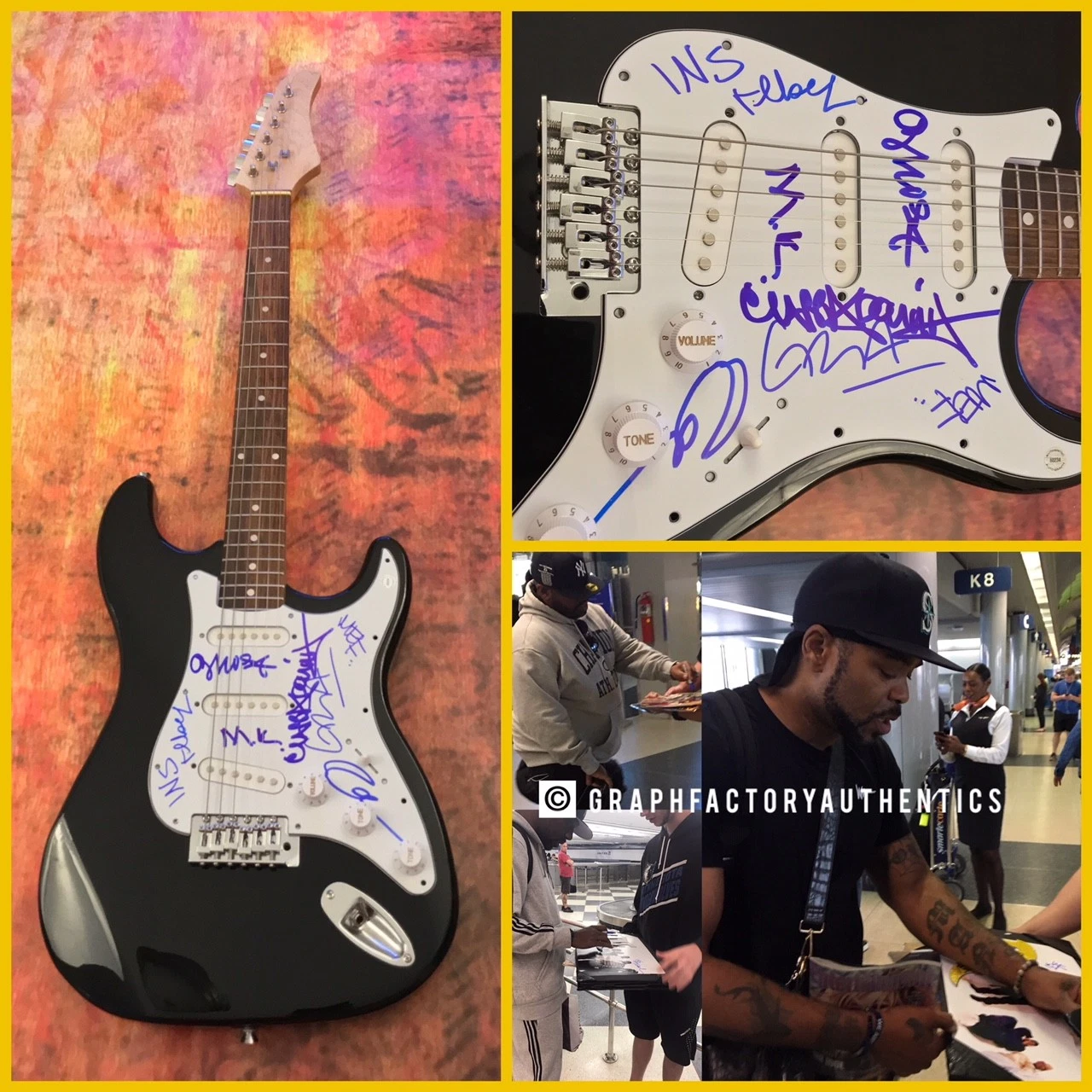 GFA Method Man GZA x7 Group * WU-TANG CLAN * Signed Electric Guitar AD1 COA