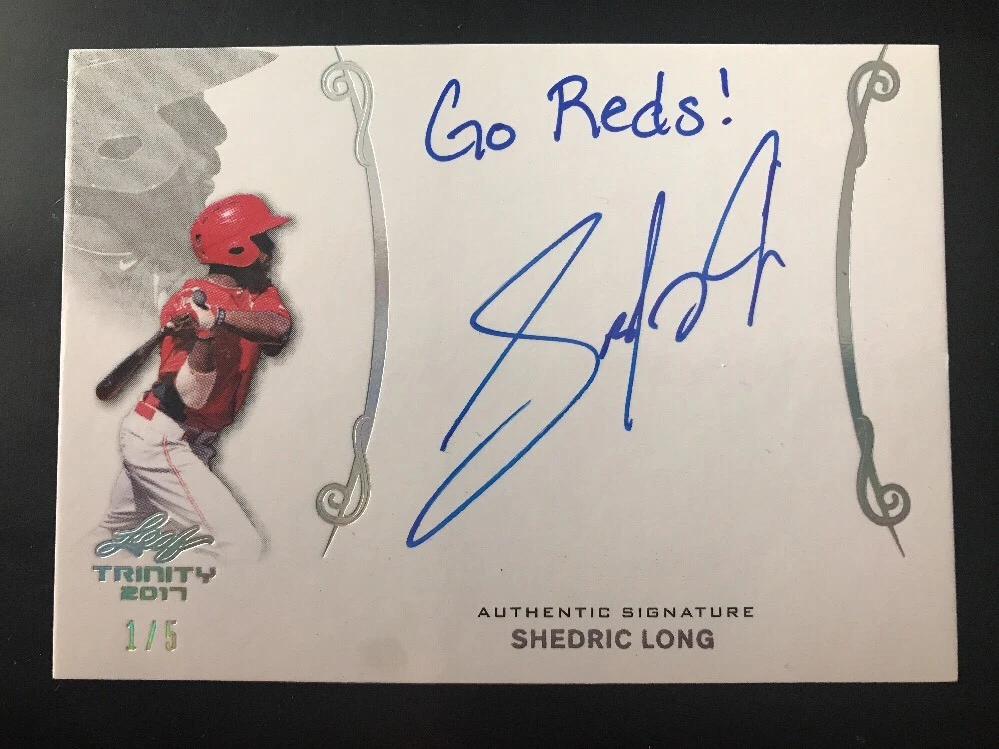 2017 Leaf Trinity SHEDRIC LONG Auto Inscription #1/5 Go Reds AUTOGRAPH Card