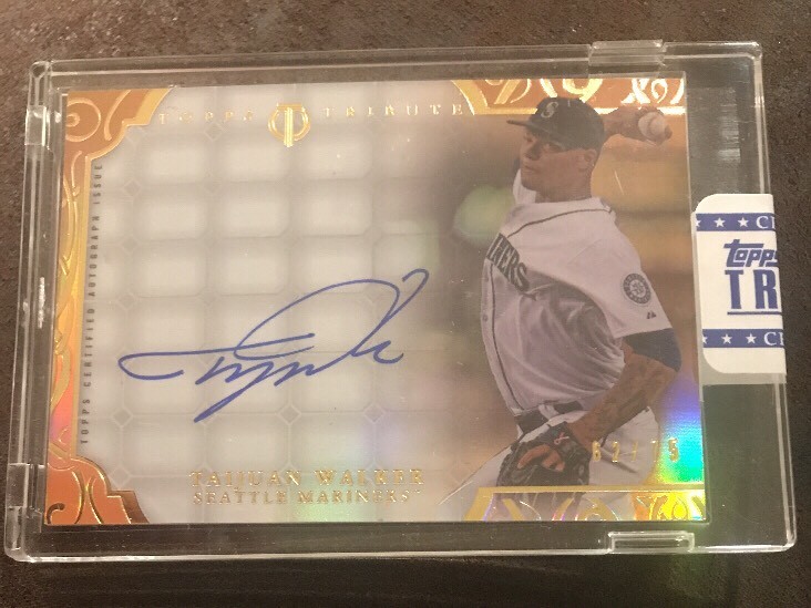 2015 TOPPS TRIBUTE TAIJUAN WALKER ON CARD AUTO MARINERS #'D 62/75 TA-TW NM