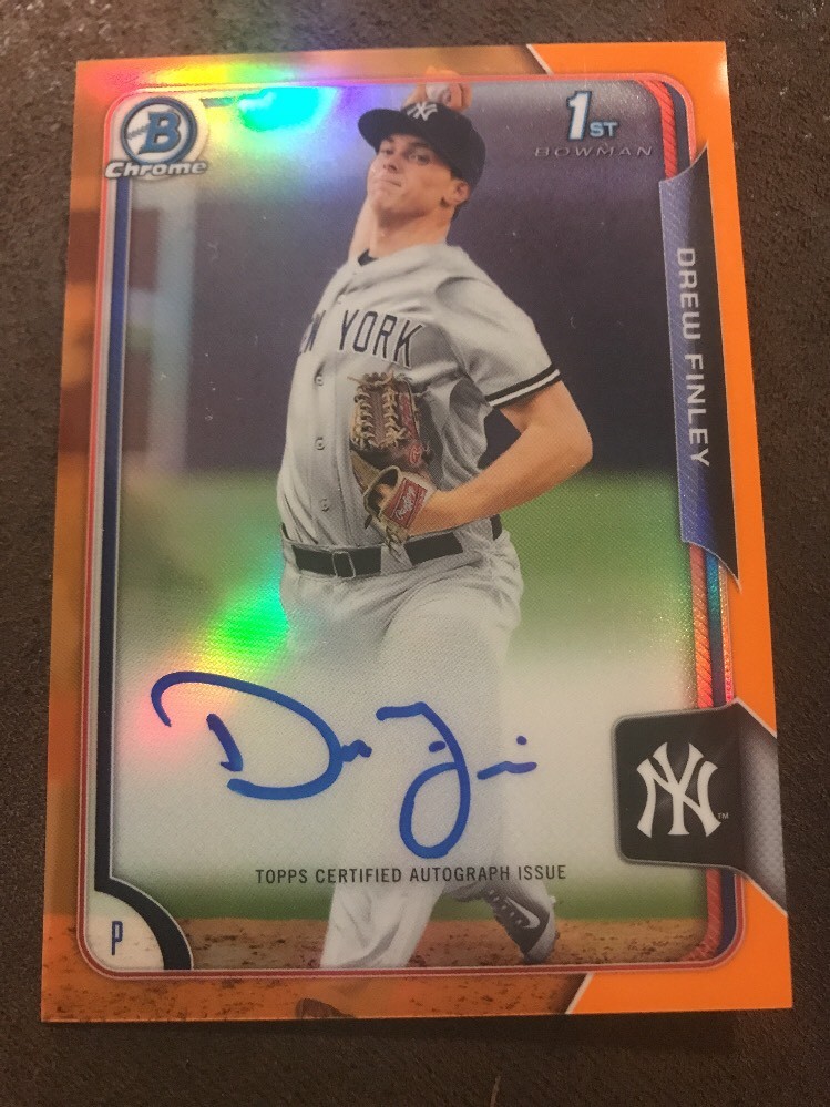 2015 Bowman Chrome Orange Refractor Auto Drew Finley 18/25