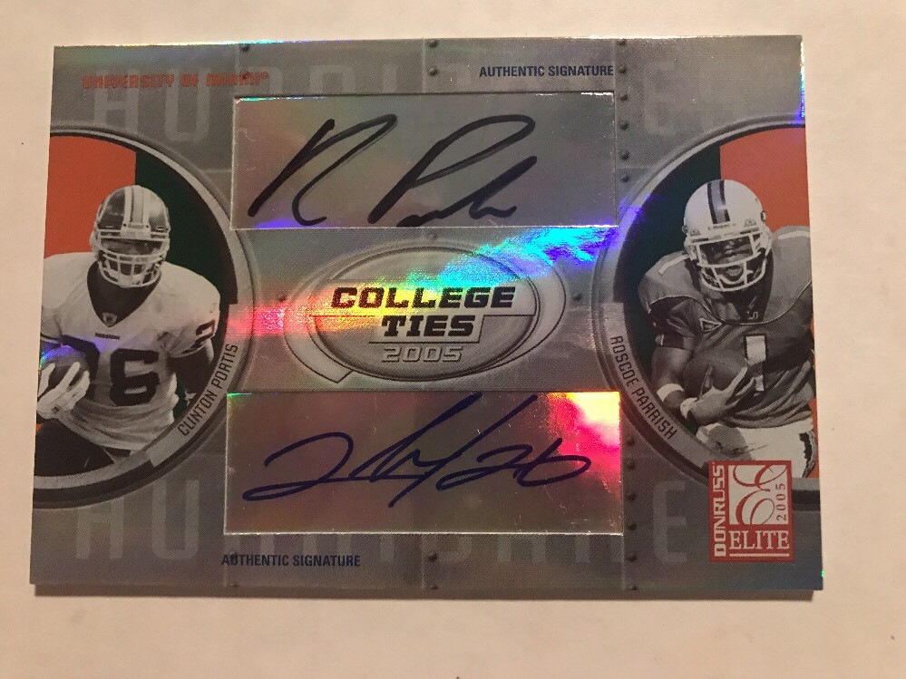 2005 DONRUSS ELITE COLLEGE TIES DUAL AUTOGRAPH CLINTON PORTIS ROSCOE PARRISH /50