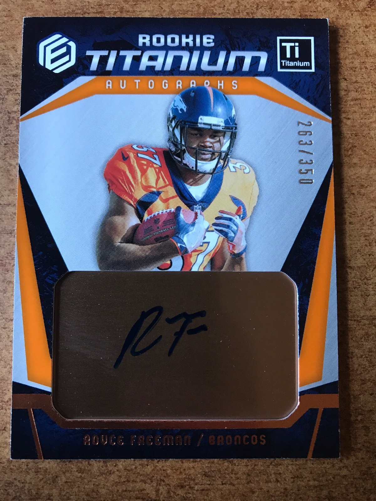 2018 Panini Elements Royce Freeman Rookie Titanium Autograph #/350 Broncos RC Au