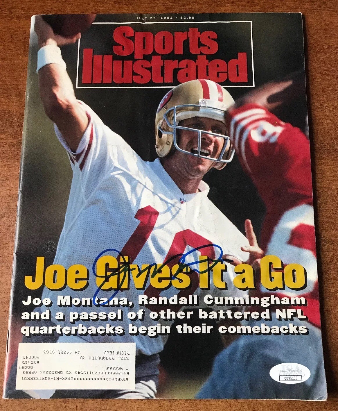 Joe Montana autographed Sports Illustrated Magazine JSA COA