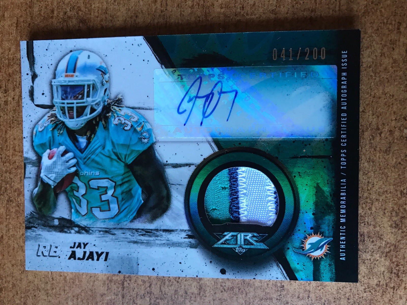 2015 Topps Fire Jay Ajayi Auto 3-color jersey Rookie Card #/200 - Eagles