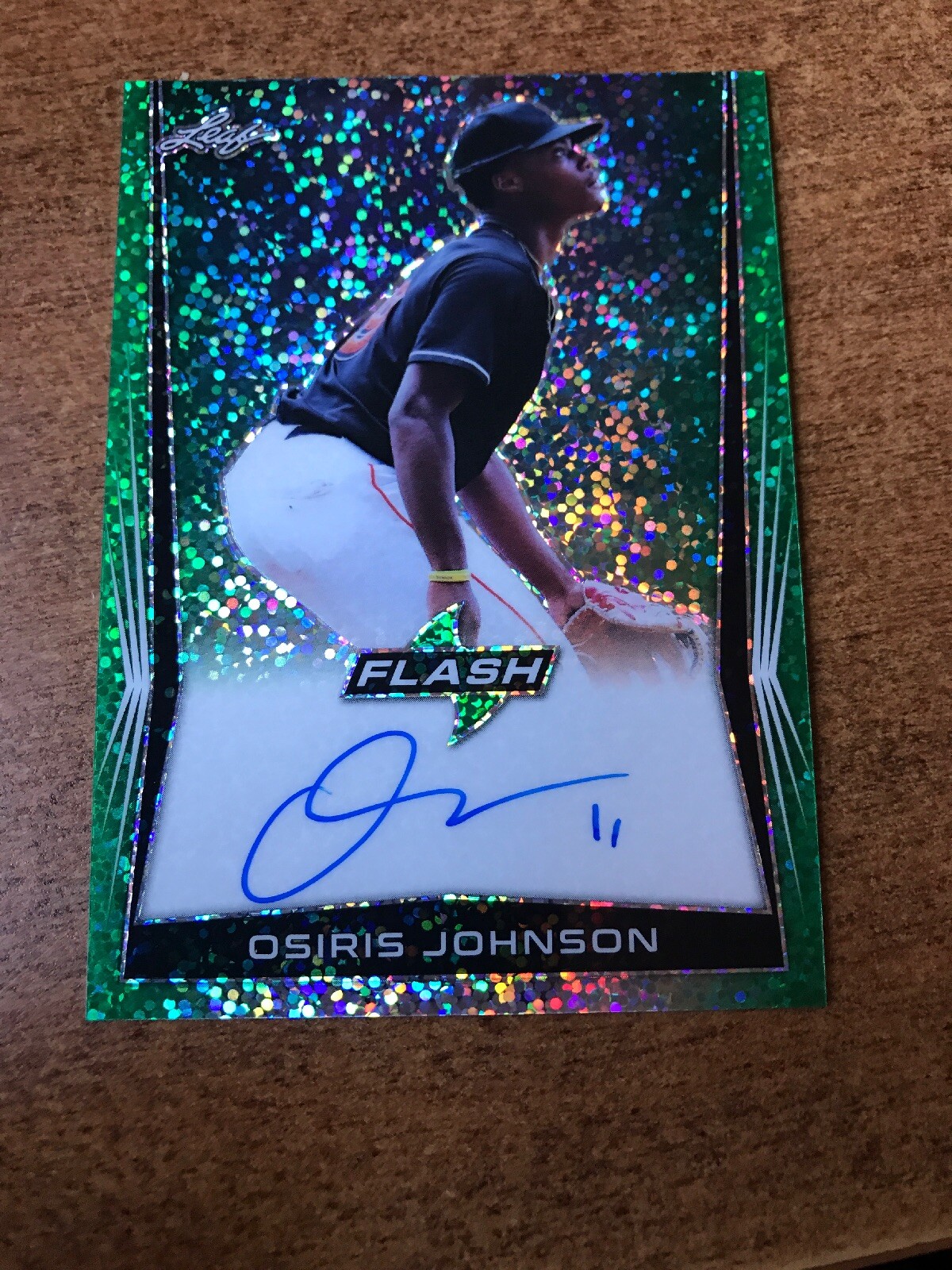 Osiris Johnson 2018 Leaf Flash GREEN Auto Autograph #6/15