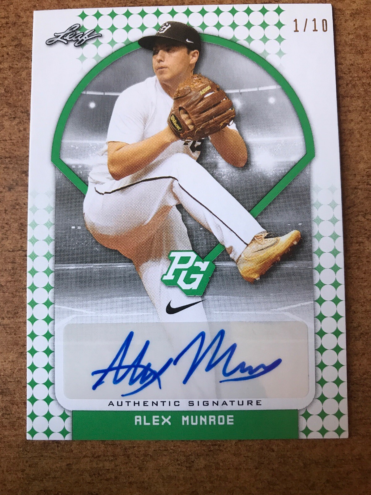 2018 Leaf Perfect Game Alex Munroe Auto Green 1/10 EBAY 1/1 Miami