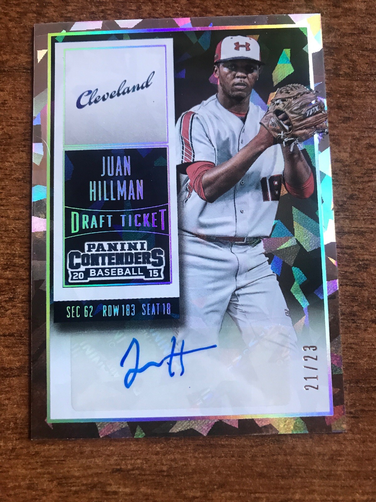2015 CONTENDERS AUTO DRAFT TICKET JUAN HILLMAN CRACKED ICE 21/23