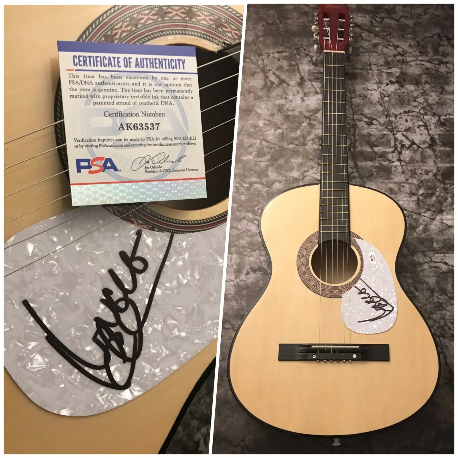 PSA Drift Away Follow Me  * UNCLE KRACKER *  Signed Black Acoustic Guitar COA