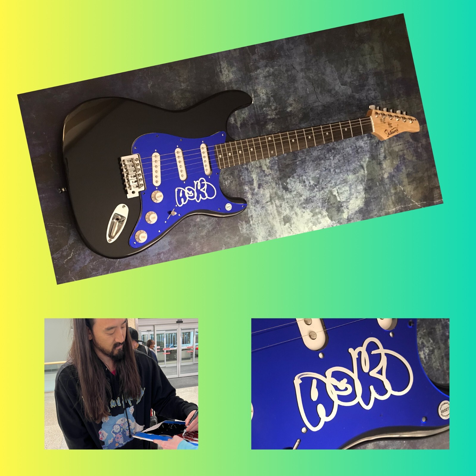 GFA Pursuit of Happiness  * STEVE AOKI *  Signed Electric Guitar PROOF COA