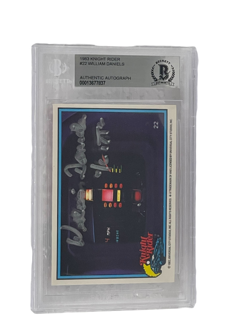 WILLIAM DANIELS SIGNED KNIGHT RIDER DONRUSS TRADING CARD #22 SLABBED BECKETT