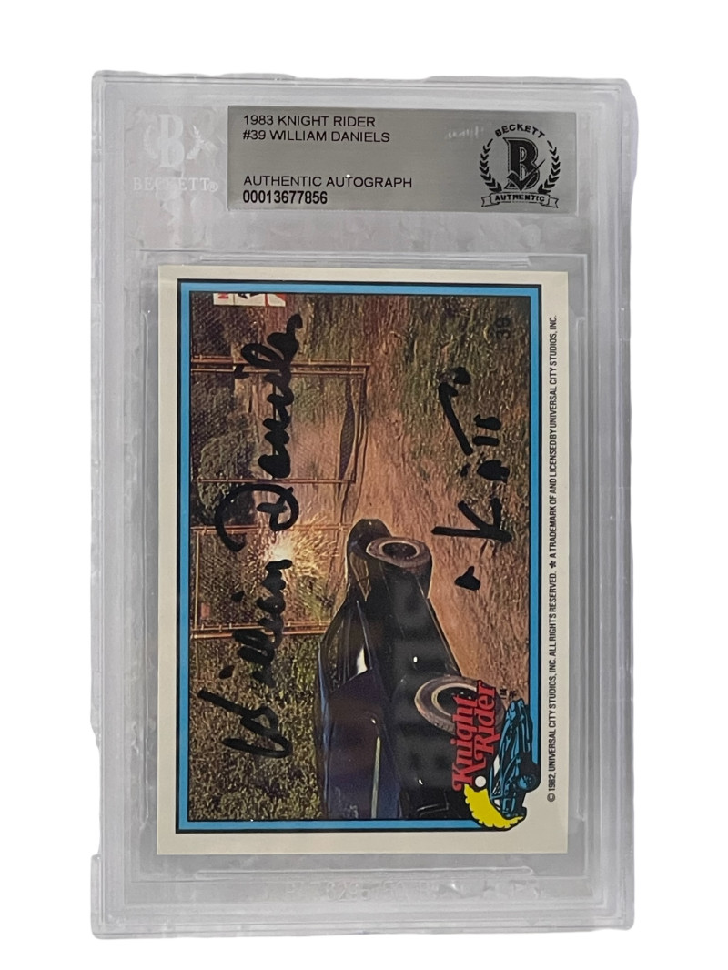 WILLIAM DANIELS SIGNED KNIGHT RIDER DONRUSS TRADING CARD #39 SLABBED BECKETT COLLECTIBLE MEMORABILIA