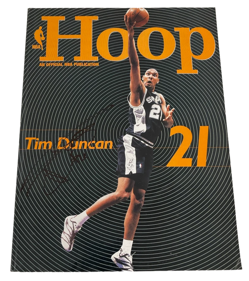 TIM DUNCAN SIGNED NBA HOOP MAGAZINE SAN ANTONIO SPURS AUTOGRAPH BECKETT