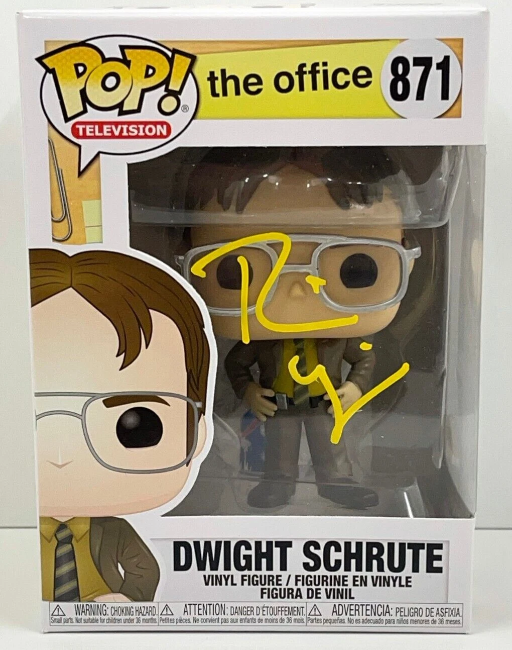 RAINN WILSON DWIGHT SCHRUTE SIGNED THE OFFICE FUNKO FIGURE 871 BECKETT COA 48