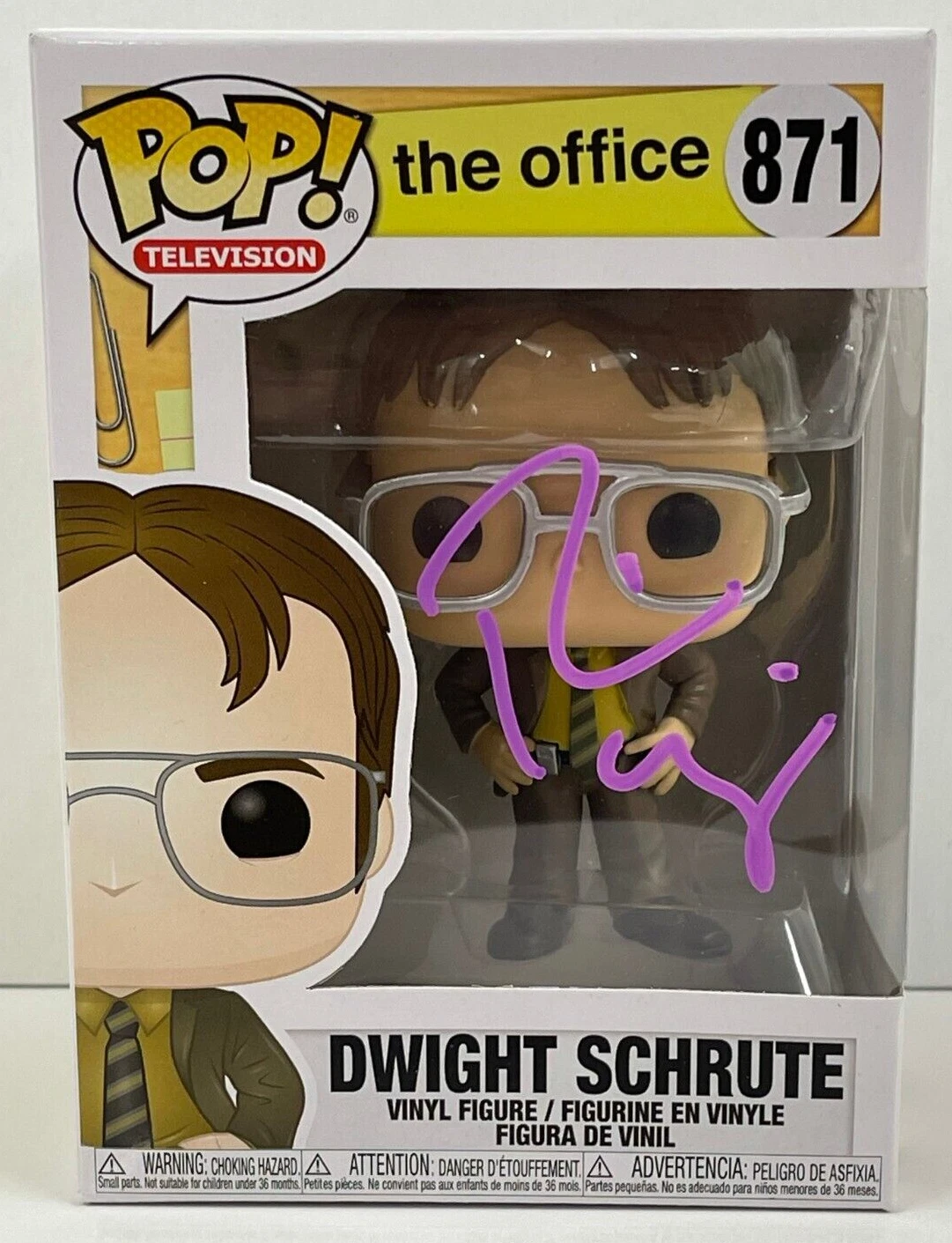 RAINN WILSON DWIGHT SCHRUTE SIGNED THE OFFICE FUNKO FIGURE 871 BECKETT COA 96