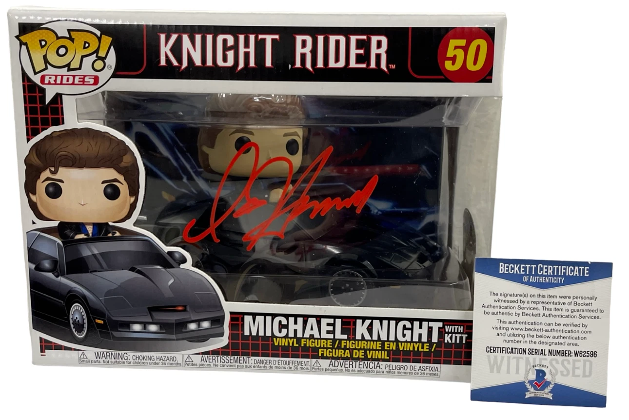 DAVID HASSELHOFF SIGNED KNIGHT RIDER MICHAEL KNIGHT FUNKO FIGURE RIDE BECKETT