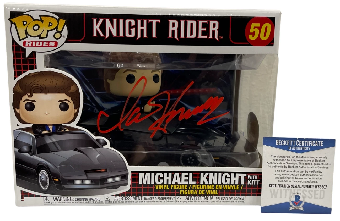 DAVID HASSELHOFF SIGNED KNIGHT RIDER MICHAEL KNIGHT FUNKO FIGURE RIDE BECKETT