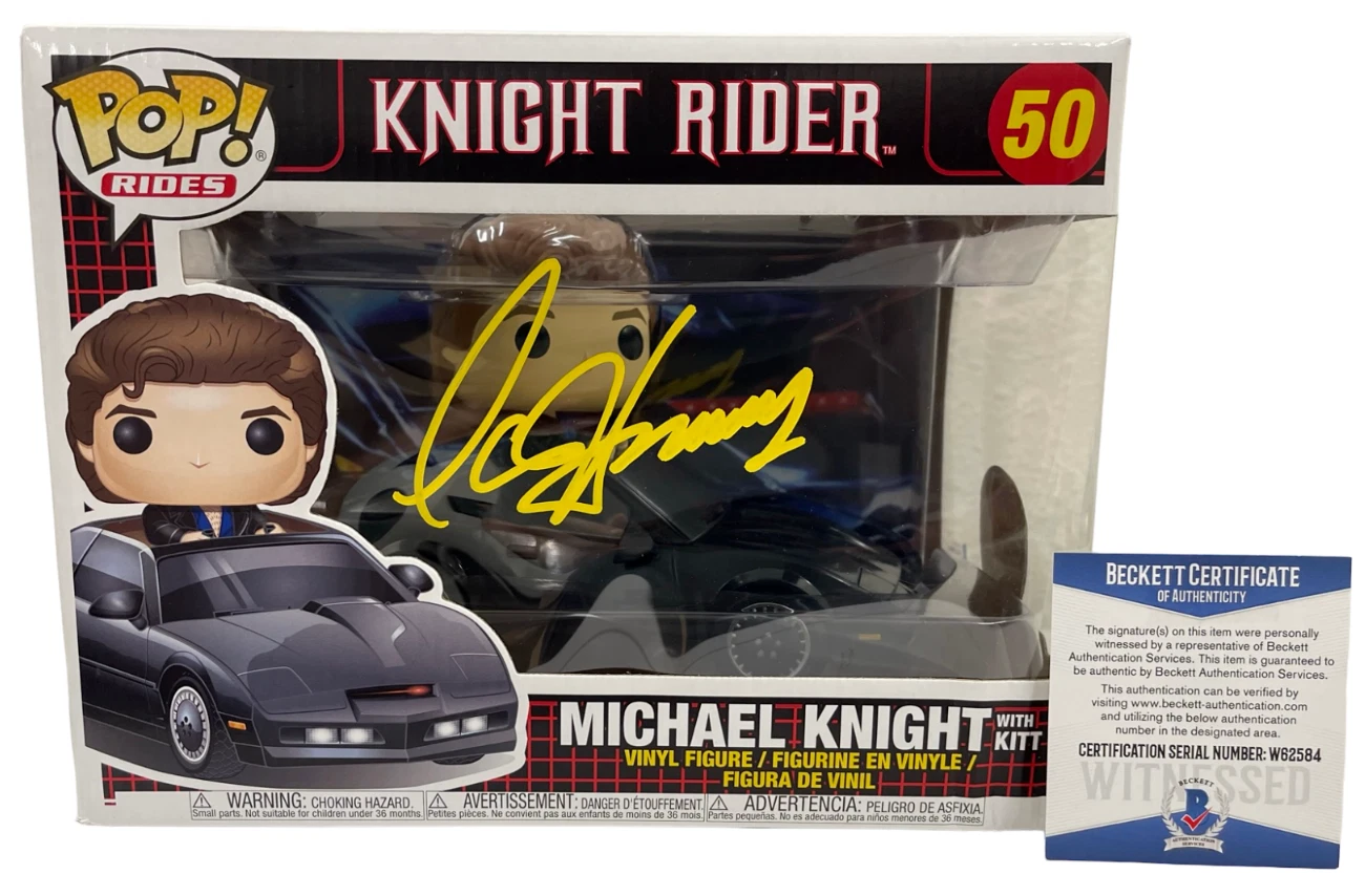 DAVID HASSELHOFF SIGNED KNIGHT RIDER MICHAEL KNIGHT FUNKO FIGURE RIDE BECKETT