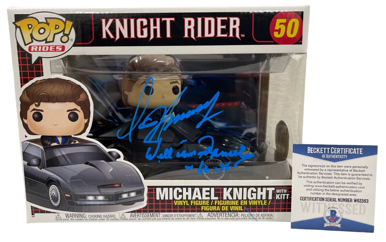 DAVID HASSELHOFF WILLIAM DANIELS SIGNED KNIGHT RIDER FUNKO FIGURE RIDE BECKETT