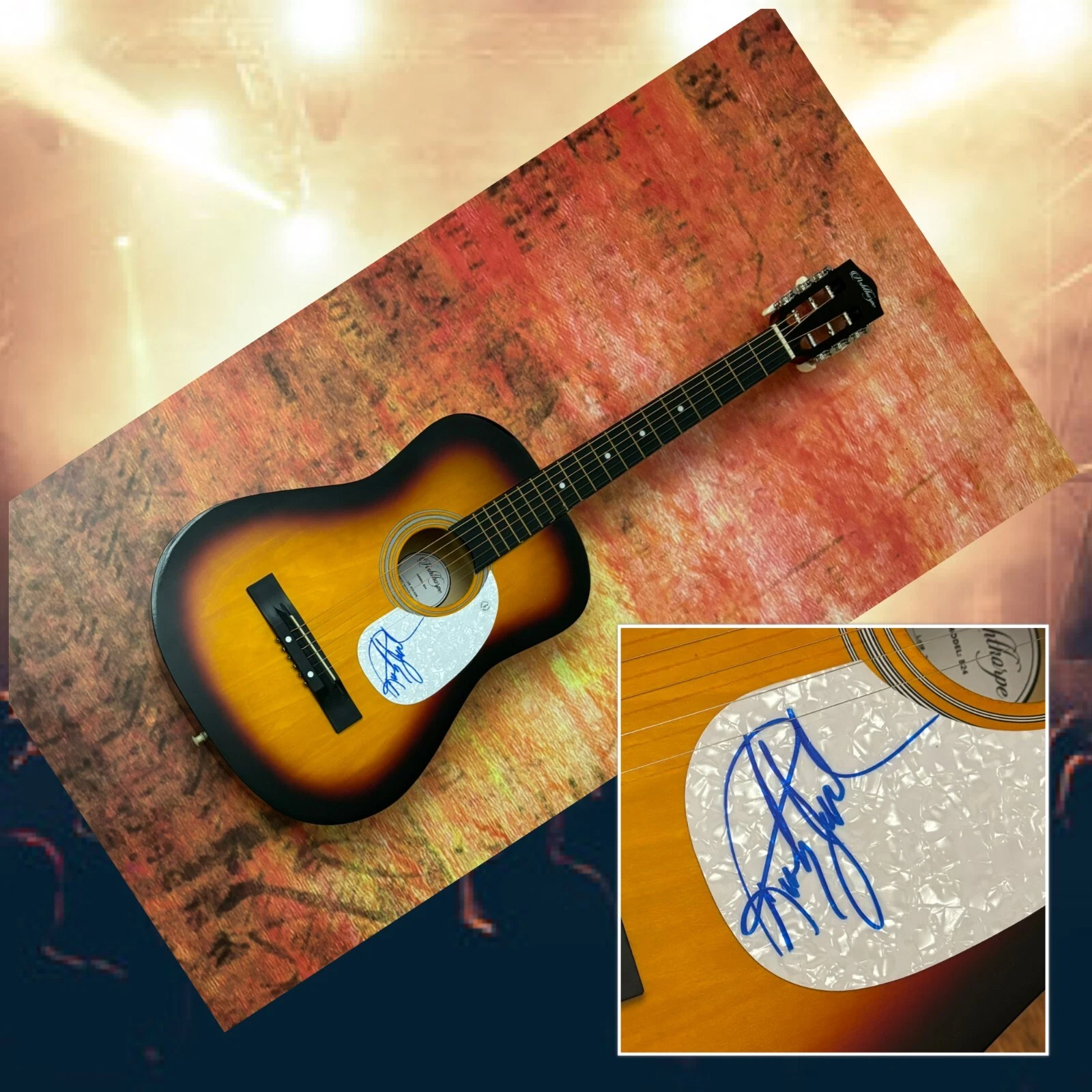 GFA Zebra Band Rock Star  * RANDY JACKSON *  Signed Acoustic Guitar COA