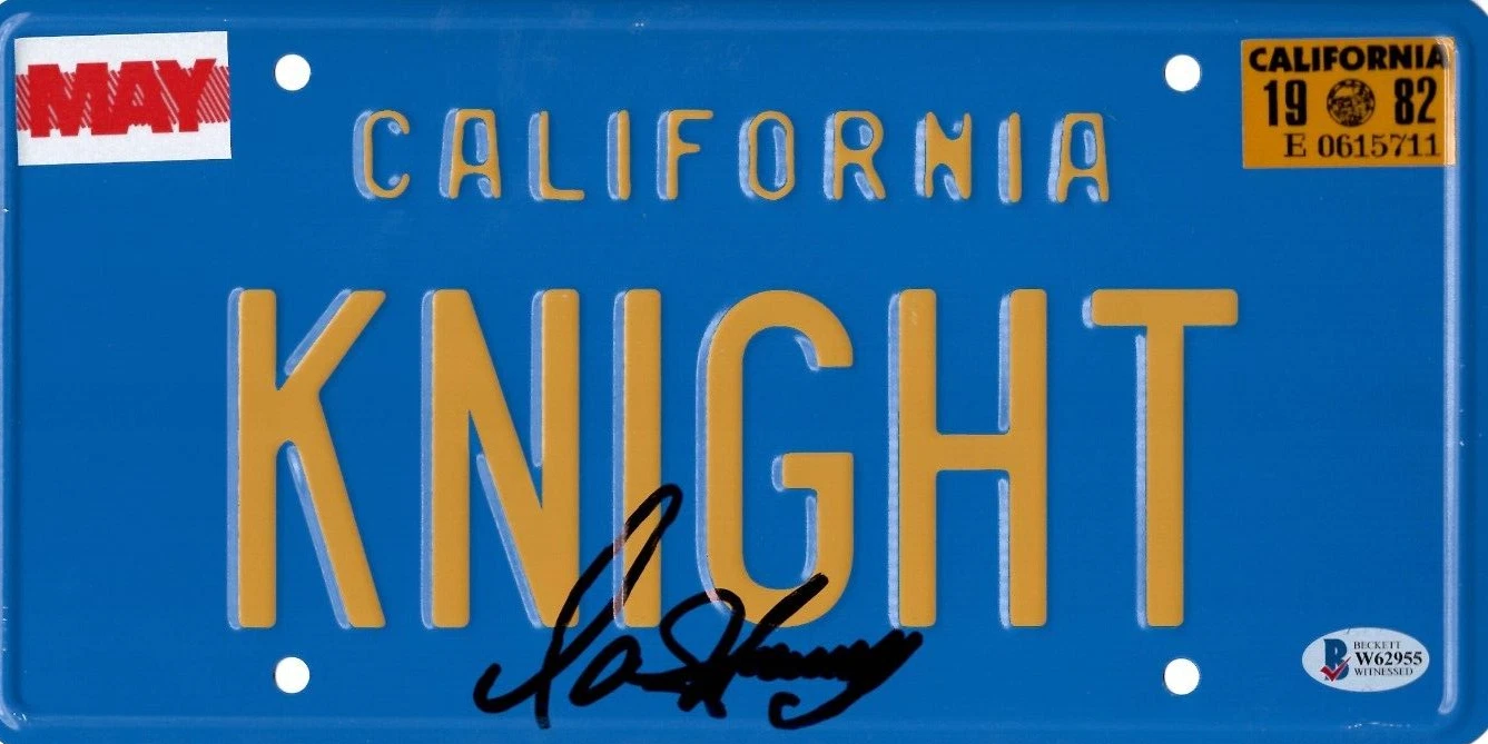 David Hasselhoff Signed Knight Rider License Plate KITT Beckett Witness COA