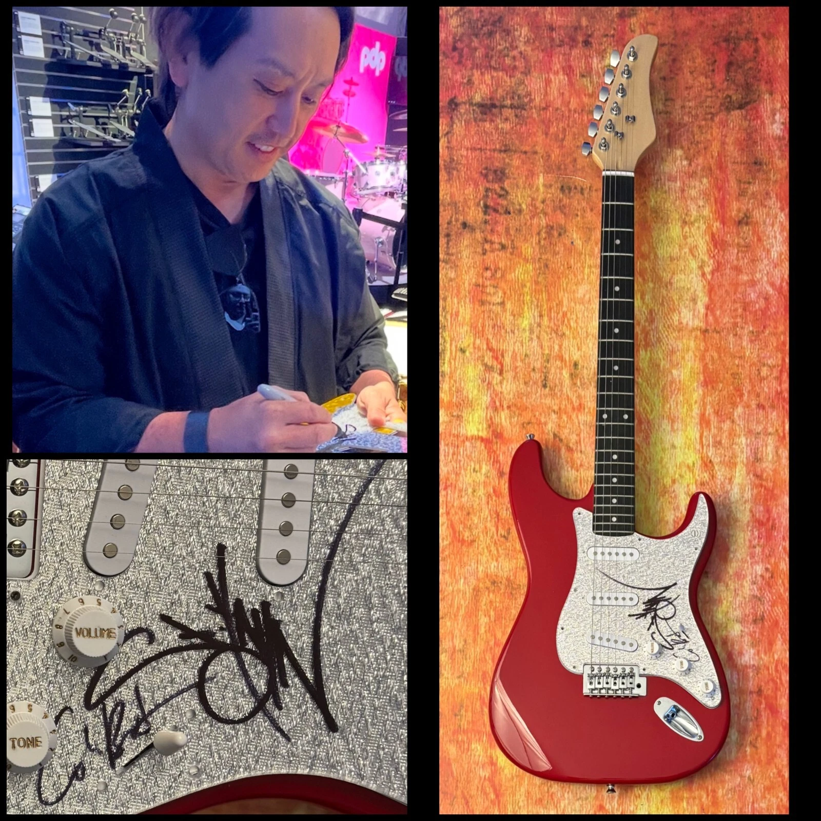 GFA Joe Hahn & Colin Brittian  * LINKIN PARK *  Band Signed Electric Guitar COA