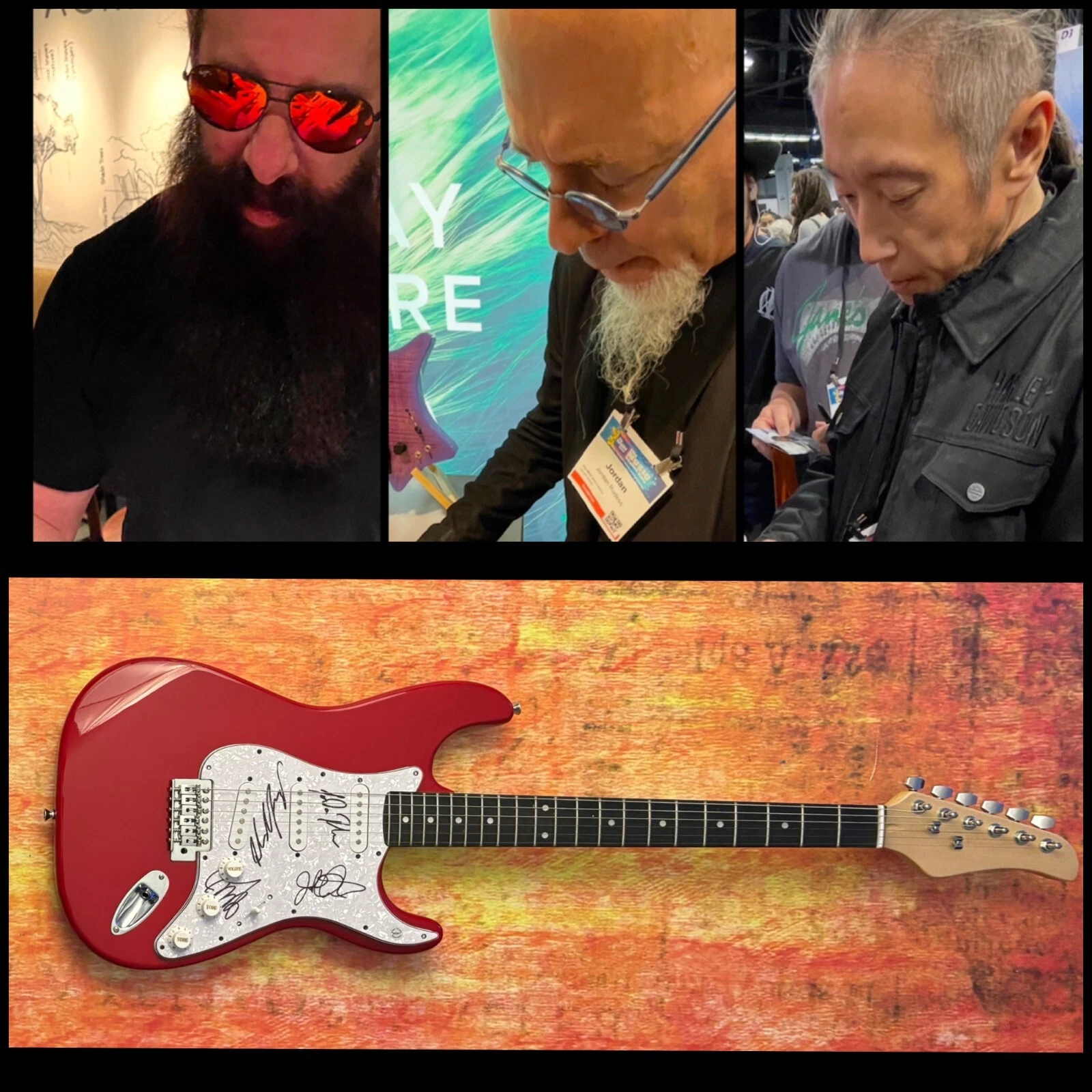 GFA John Petrucci x4 Band  * DREAM THEATER *  Signed Electric Guitar PROOF COA