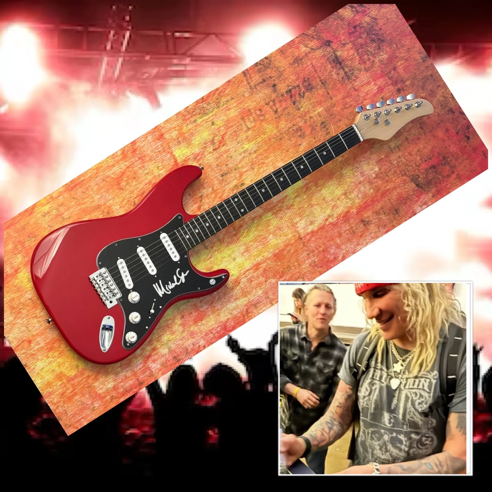 GFA Steel Panther Singer  * MICHAEL STARR *  Signed Electric Guitar PROOF COA