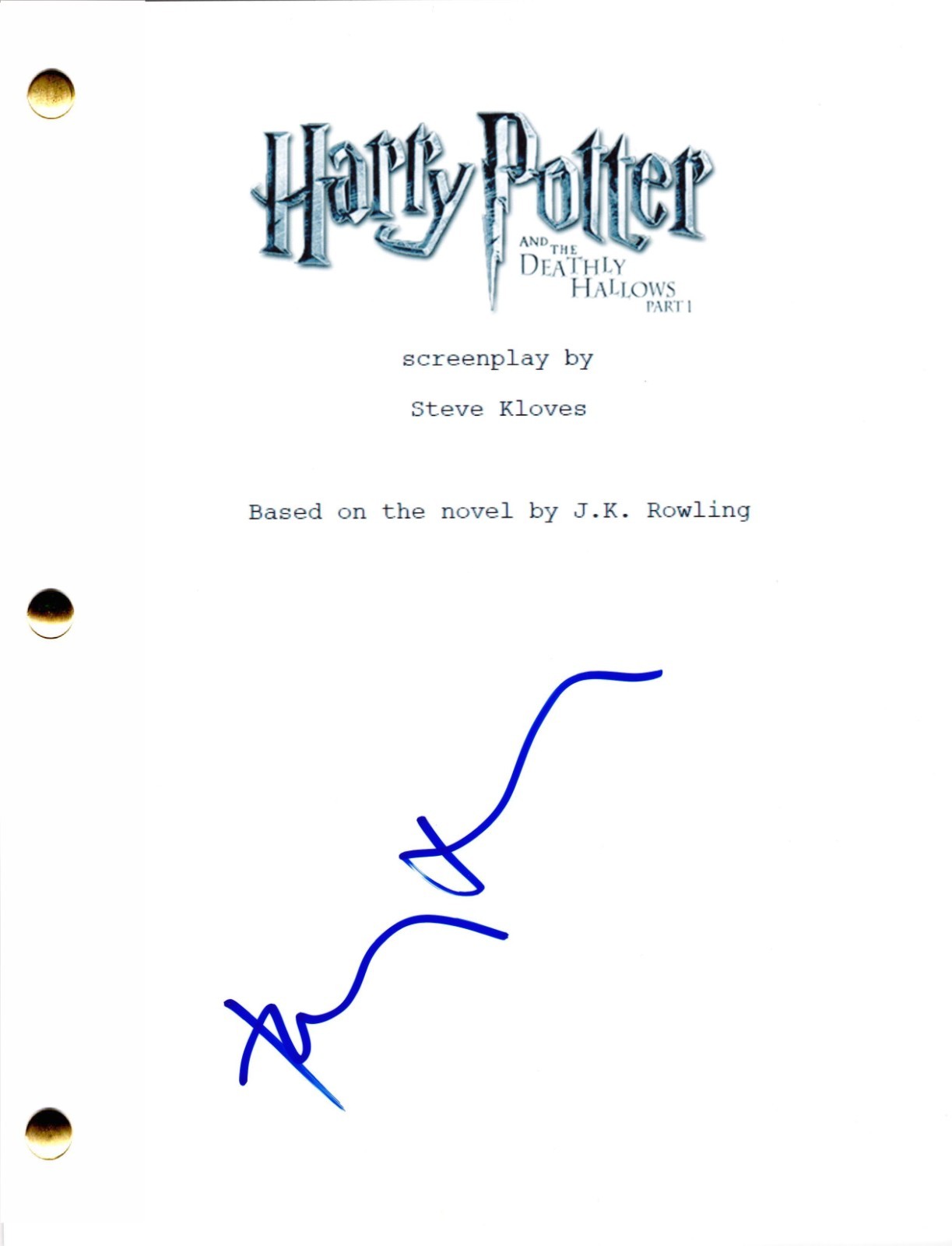 Toby Jones Signed Harry Potter and the Deathly Hallows Part 1 Script Autograph