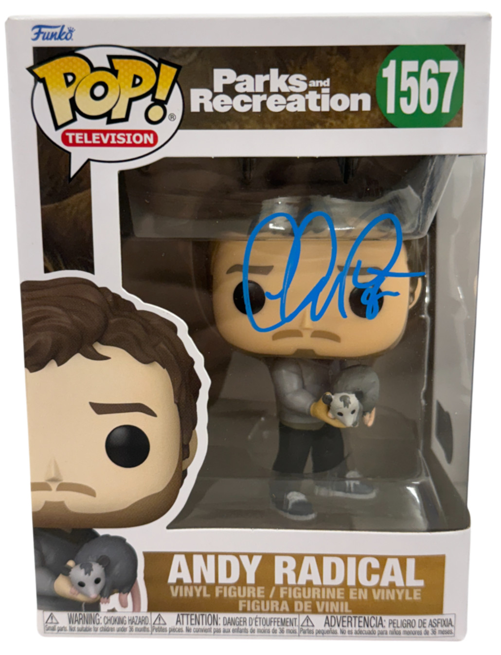 Chris Pratt Signed Andy Radical Funko Parks and Recreation Autograph Beckett