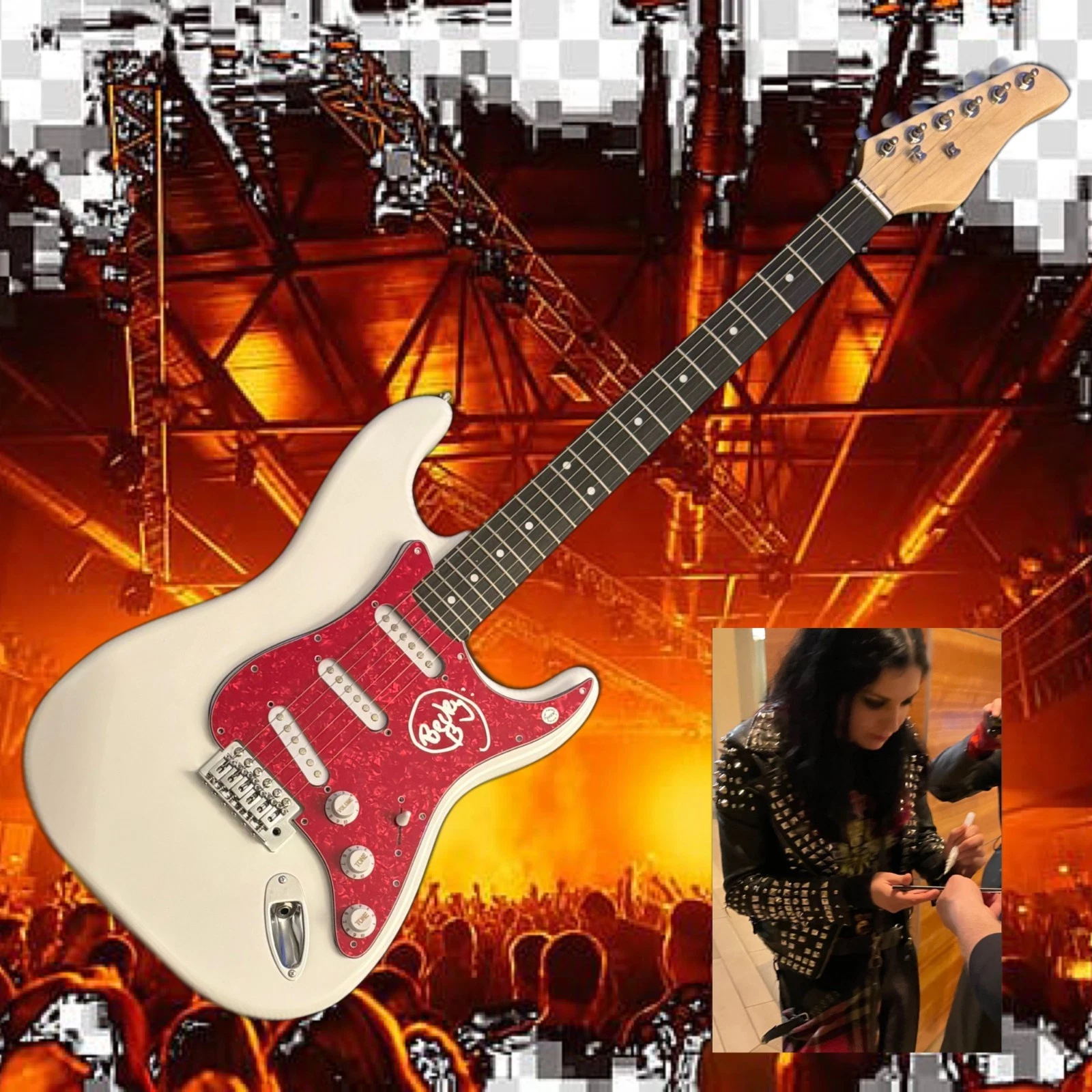 GFA Mercyful Fate Bassist  * BECKY BALDWIN *  Signed Electric Guitar PROOF COA