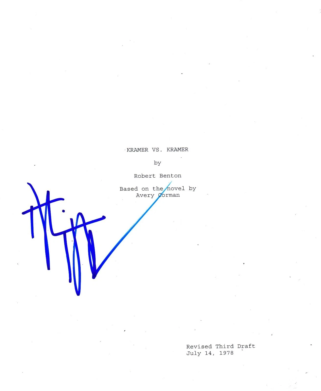 DUSTIN HOFFMAN SIGNED KRAMER VS KRAMER 132 PAGE SCRIPT AUTHENTIC AUTO COA