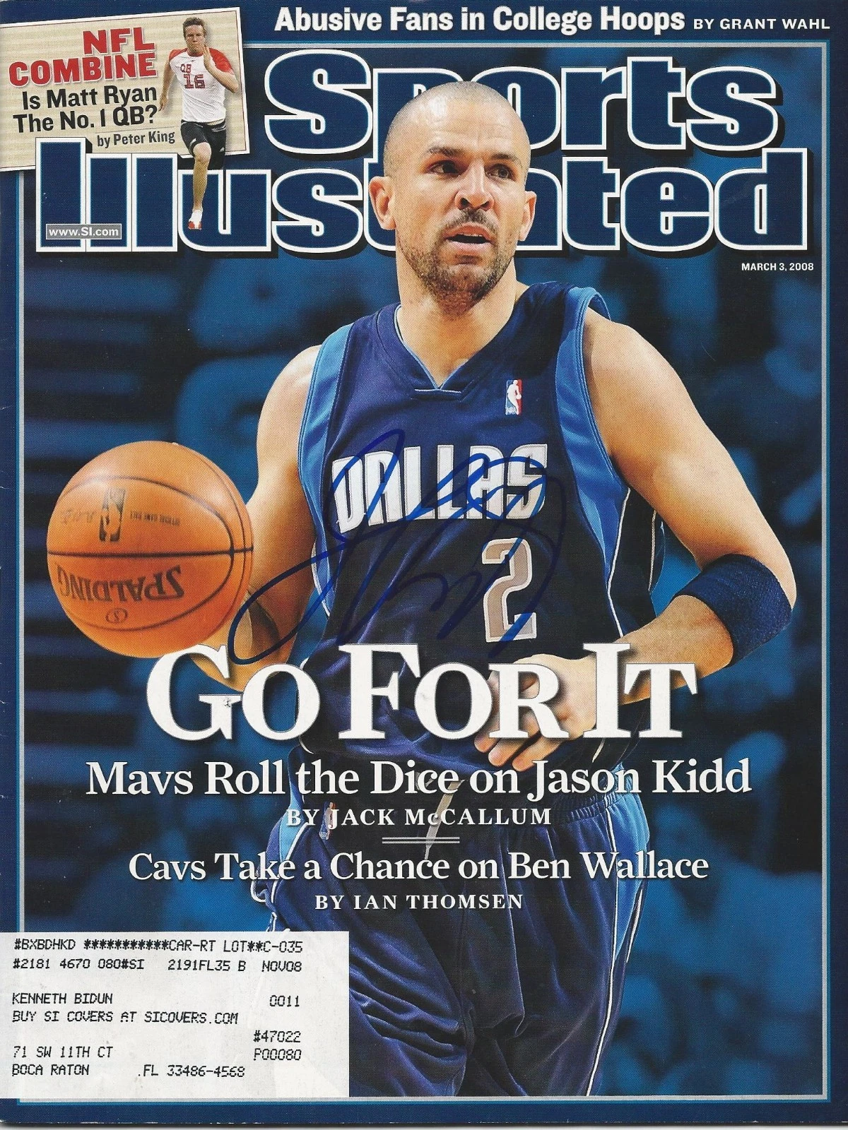 **GFA SPORTS ILLUSTRATED *JASON KIDD* SIGNED SI MAGAZINE AD1 COA** COLLECTIBLE MEMORABILIA