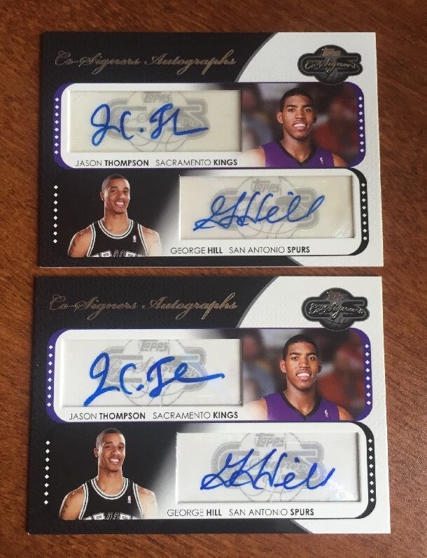 (2) 2008-09 TOPPS CO-SIGNERS DUAL AUTO JASON THOMPSON GEORGE HILL #ED /240 LOT COLLECTIBLE MEMORABILIA