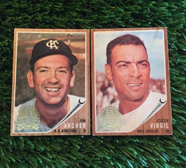 1962 TOPPS JIM ARCHER OZZIE VIRGIL 50TH ANNIVERSARY STAMPED BUYBACK LOT